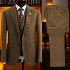Herringbone Men Suits for Casual Business Party 3 Pieces Tweed Wedding Fashion Tuxedo