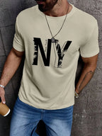 3D California Letter Print Men's Loose T-shirt Urban Street Men's Fashion Short-sleeved