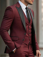 Men's 3-Piece Suit Set  Formal Jacket Vest Pants for Daily Office Wedding