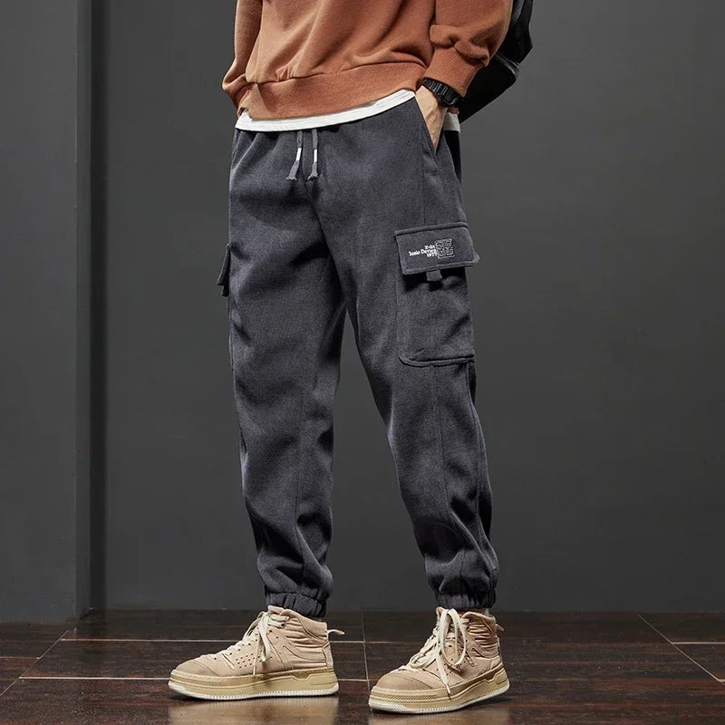 Spring Autumn New Style Elastic Waist Casual Pants for Men Stretch Straight Drawstring