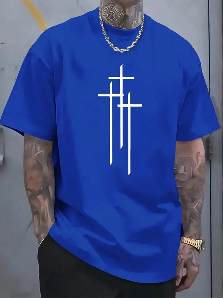 3D California Letter Print Men's Loose T-shirt Urban Street Men's Fashion Short-sleeved