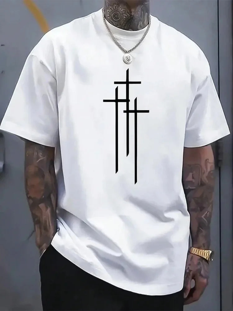 3D California Letter Print Men's Loose T-shirt Urban Street Men's Fashion Short-sleeved