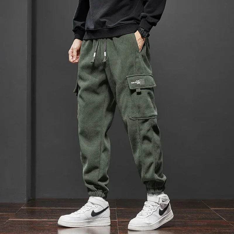 Spring Autumn New Style Elastic Waist Casual Pants for Men Stretch Straight Drawstring