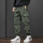 Spring Autumn New Style Elastic Waist Casual Pants for Men Stretch Straight Drawstring
