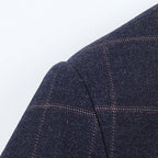 Men's Slim Fit Plaid Blazer Casual Spring Autumn Fashion Polyester Coat Handsome All-Matching Suit for Middle-Aged