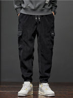 Spring Autumn New Style Elastic Waist Casual Pants for Men Stretch Straight Drawstring
