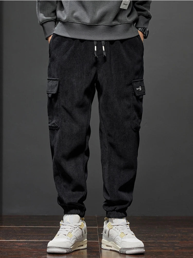 Spring Autumn New Style Elastic Waist Casual Pants for Men Stretch Straight Drawstring