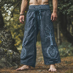 Men's retro Viking Celtic knot and eagle 3D printed autumn casual pants drawstring straight leg beach pants