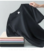 100% cotton heavy t-shirt summer solid color 230 g men's white casual all-match round neck fall shoulder short sleeve