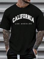 3D California Letter Print Men's Loose T-shirt Urban Street Men's Fashion Short-sleeved