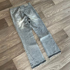 Y2K Retro Jeans Light Color Dollar Pattern Embroidery Splice Denim Pants Gothic Hip Hop