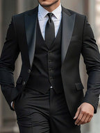 Men's 3-Piece Suit Set  Formal Jacket Vest Pants for Daily Office Wedding