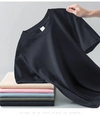 100% cotton heavy t-shirt summer solid color 230 g men's white casual all-match round neck fall shoulder short sleeve