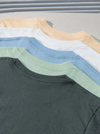 100% cotton heavy t-shirt summer solid color 230 g men's white casual all-match round neck fall shoulder short sleeve