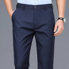 Male Pants Stretch Solid Black Smart Casual Men's Trousers Office Quick Dry Suit Pants New Spring