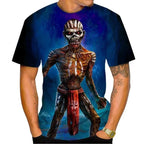2025 New Men's Heavy Metal Rock 3D Print T-shirt Summer Casual Fashion Street Hip Hop